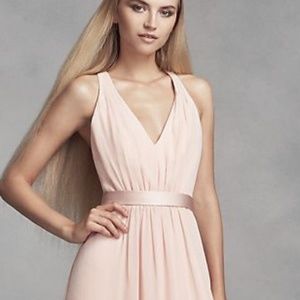 David's Bridal Long Chiffon Dress Criscross Back